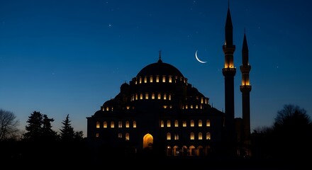 Islamic Mosque at Night.