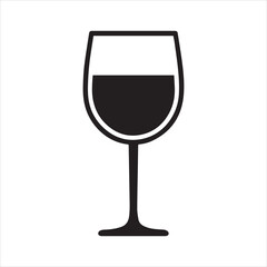 Wine glass with wine for tasting flat vector icon for apps and websites