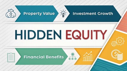 Hidden Equity Concept for Financial Growth in Real Estate and Investments with Clear Graphics and Icons