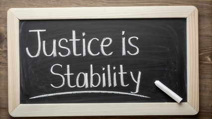 Inspirational Chalkboard Quote on Justice and Stability, Serving as Motivational Wall Art for Home and Office Spaces