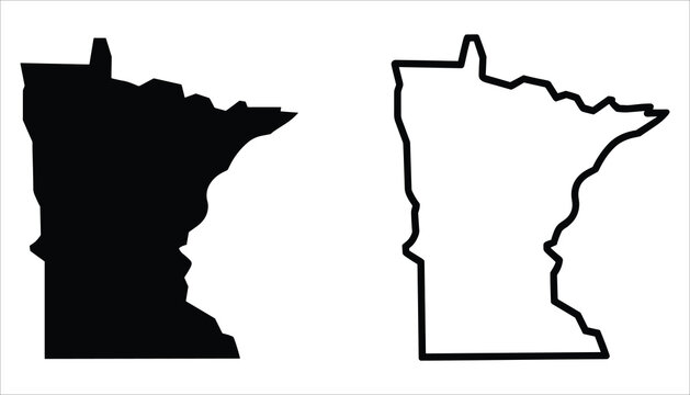 Minnesota State Map Vector Silhouette and Outline