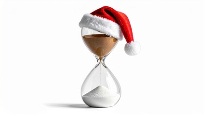 hourglass with Santa hat, symbol of holiday countdown
