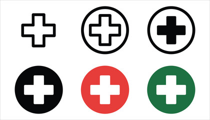 Obraz premium Medical Cross Symbol Vector Icons Set Healthcare and First Aid Signs