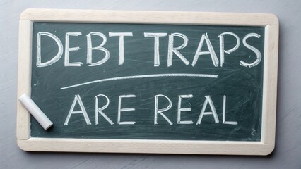 Debt Traps Are Real Message on Chalkboard Highlighting Financial Awareness and Caution Against Personal Finance Pitfalls