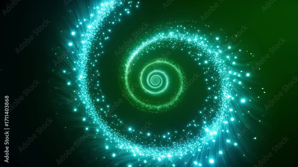 Poster intricate glowing fractal spiral evolving with smooth motion isolated on green screen ideal for futu
