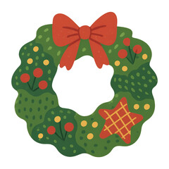 PNG Festive holiday wreath illustration
