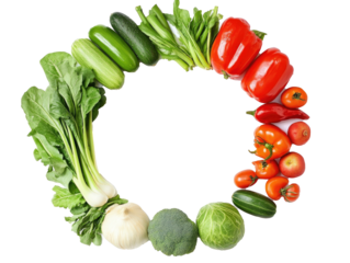 vegetable circle frame, isolated on white background, png