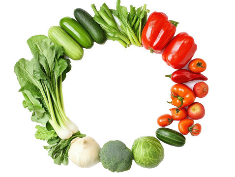 vegetable circle frame, isolated on white background, png