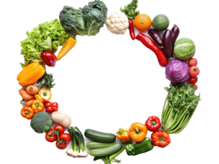 vegetable circle frame, isolated on white background,  png