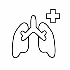 Vector illustration icon symbol of lungs, for health and medical themes, alternative medicine 