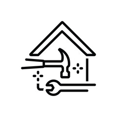 Black line icon for home repair