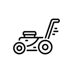 Black line icon for lawn mower