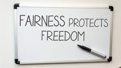 Obraz premium Inspiring message on whiteboard that emphasizes importance of fairness in protecting individual freedom and rights