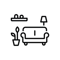 Black line icon for living room