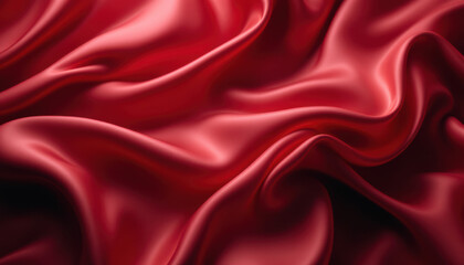Obraz premium Elegant red silk fabric with graceful, flowing folds and soft shadows.