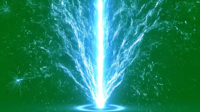 A powerful, rising power surge of digital electricity, pulsating upwards, isolated on green screen connection, overlay, voltage
