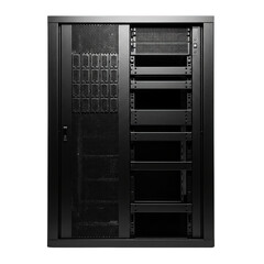 Empty black server rack for data center