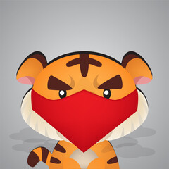 cute tiger wearing a dust cover