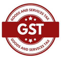 GST Logo Badge &ndash; Goods and Services Tax Label Design in Red