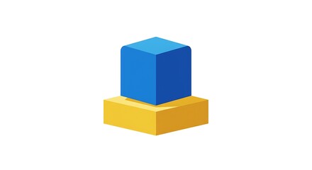 Obraz premium Abstract 3D Cubes Blue on Yellow with Modern Minimalist Design on White Background.