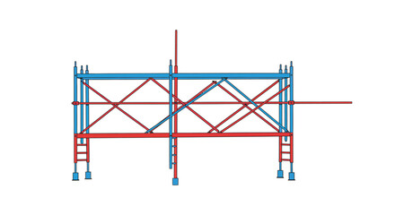 Stylized flat vector illustration of a vibrant scaffolding system