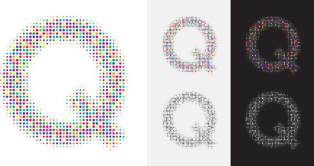 カラフルなドット文字Q、アイキャッチ画像　白バックのタグ