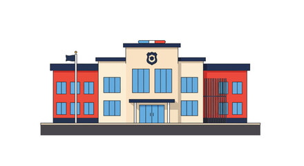 Obraz premium Stylized flat vector illustration of modern police station building