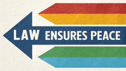 Obraz premium Law Ensures Peace: Colorful Arrows Illustrating Directional Guidance Towards Legal Order and Social Harmony in Community Life