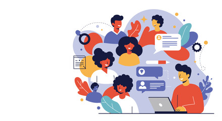 Modern talent acquisition vector illustration showcasing diverse candidates online