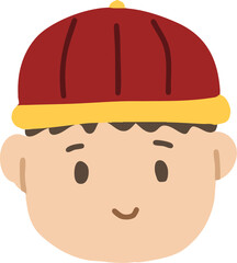 Chinese New Year 2026 Boy Illustration with Traditional Red Hat
