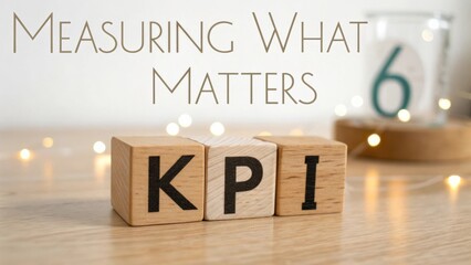 Measuring Key Performance Indicators for Successful Business Outcomes with Wooden Blocks and Soft Lighting