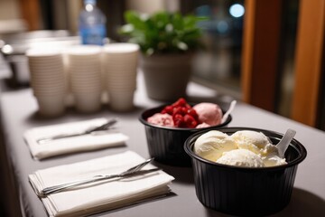 Delicious Ice Cream and Fresh Fruit Dessert Spread