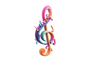 Vibrant treble clef with swirling, colorful musical notes