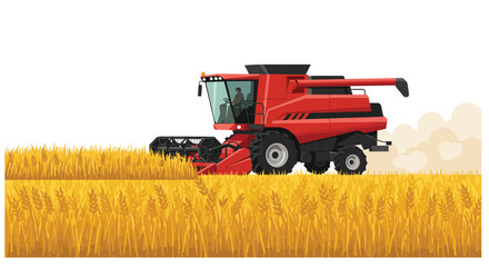 Obraz premium Stylized illustration of a combine harvester in a golden wheat field