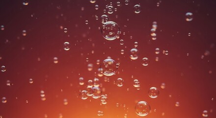 Bubbles Falling in Red Liquid.