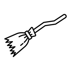 Witch Broom Outline Icon Vector Illustration