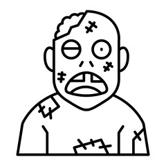 Zombie Outline Icon Vector Illustration