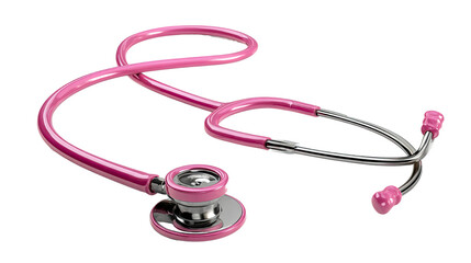 Pink stethoscope medical instrument illustration on white background