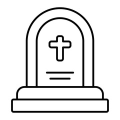 Obraz premium Gravestone Outline Icon Vector Illustration