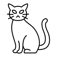Black Cat Outline Icon Vector Illustration