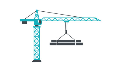 Minimalist construction crane illustration with steel beams against white backdrop
