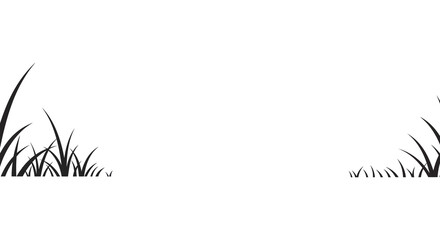 Minimalist black and white illustration of grass blades and sparse vegetation © msunny93