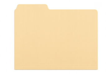 Manila folder with transparent background representing organization and archiving