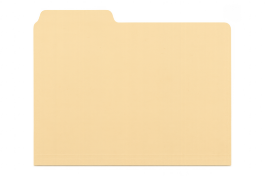 Manila folder with transparent background representing organization and archiving