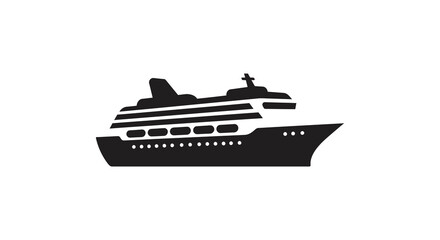 Obraz premium Simple black and white illustration of a large passenger cruise ship