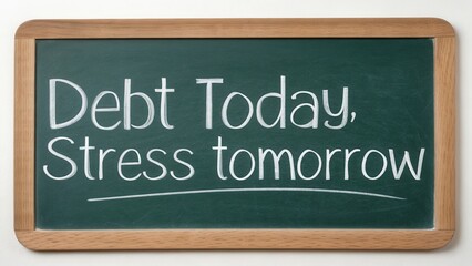 Obraz premium Inspirational Chalkboard Message about Financial Pressure and Stress Management for Debt Awareness and Mindfulness