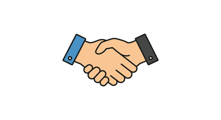 A simple illustration of two hands completing a firm handshake agreement