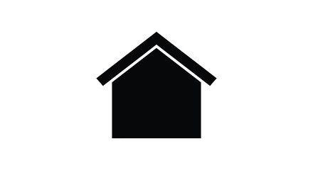 Simple black and white outline of a classic house shape illustration