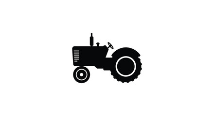 Simple black silhouette illustration of a vintage farm tractor design