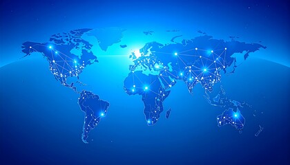 Obraz premium Global network map, bright lights
